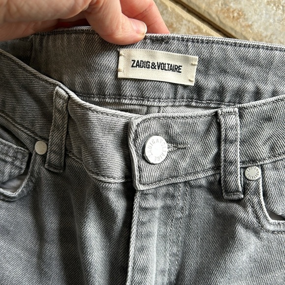 Zadig & Voltaire Eva Gris Perm Raw Released Hem Skinny Jeans Womens size 27 - Picture 4 of 10